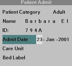 4 ADMISSION/DISCHARGE/TRANSFER Admit Date STEPS: Entering the Admit Date 1. Call up the Patient Admit menu (Menu > Admit/Discharge > Patient Admit, see above). 2. Click on Admit Date.