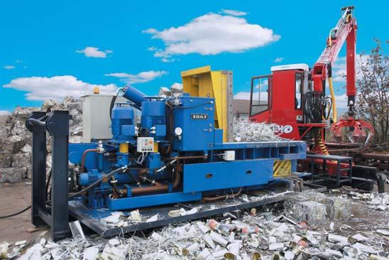 pressed, depending on dimensions of the press ZDAS baling presses achieve up to 25 times higher specific weight with steel scrap density of 140 kg/m 3 CPB 100 baling
