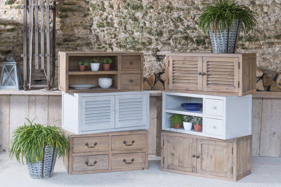 BORDEAUX DINING RANGE Available in both plain pine and painted finish 4 Drawer Stacking Cabinet H:40 W:80 D:42 2 Shutter Door Stacking Cabinet H:40 W:80 D:42 Small Sideboard H:85 W:109 D:40 Small