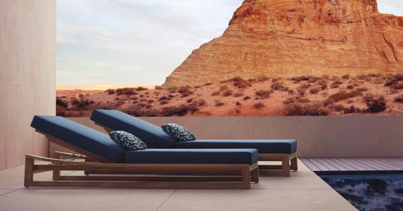 beauty of a desert landscape. Featuring rigorous, clean lines and low profiles, the sleek collection reflects simple geometries, with an emphasis on natural materials and fine craftsmanship.