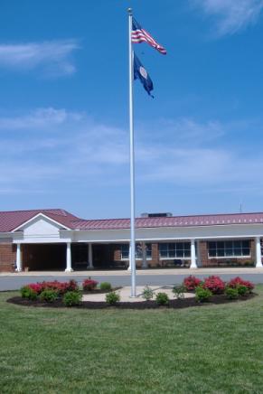 This is the front of River Bend Middle School on Earth Day, April