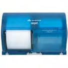 Delivers 3000 sheets of quality 2-ply tissue. 10.12" x 6.75" x 7.12"; Translucent/Smoke. Features transfer paddle to prevent access to new roll before the current roll is completely used up.
