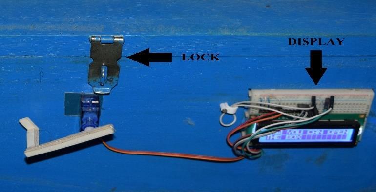 The Security box is shown in Fig. 5. Here in front of the box a lock and a display are present. In the display the remaining time to open the box, an aware message is displayed.