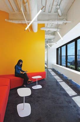 Folded wood ceilings connect the open office across the core and frame views to the Bay. polypropylene, floors are stained concrete, and much of the office s furnishings were obtained locally.
