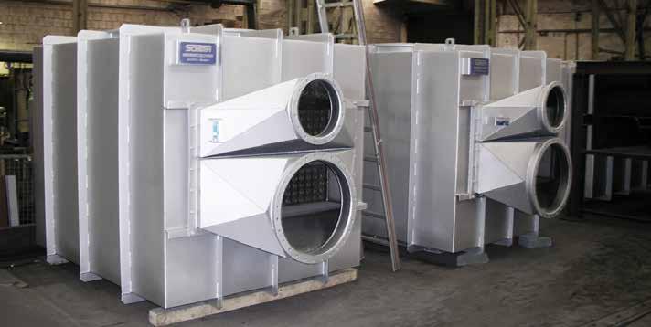 RECUPERATORS FOR AIR PREHEATING. WASTE HEAT BOILERS FOR LARGE VOLUMES OF EXHAUST GAS. Recuperators are often placed downstream of the furnaces.