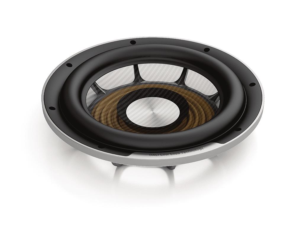 For optimum control of the cone excursion, the woofer features dual spiders, situated 12 mm apart.
