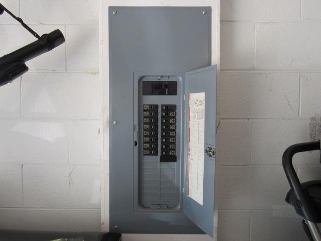 One or more circuit breaker spaces were empty in the electrical panel.