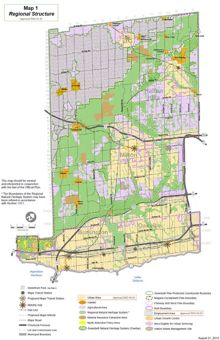 Figure 11: Map 1- Regional Structure, Halton Official Plan (* Subject Lands) Part III, Land Stewardship Policies-Development Criteria of the Halton Region