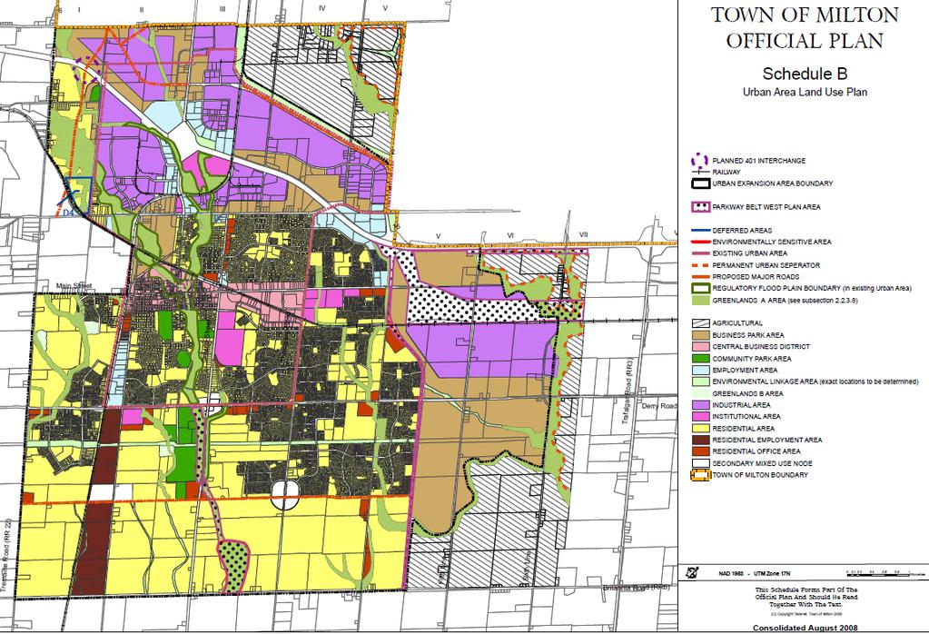 Subject Land Figure 12: Schedule B - Urban Land Use Plan, Town of Milton Official Plan 2.0 Community Goals, Objectives 2.1.2 Plan Goals: 2.1.2.4 To provide a full range of community and cultural facilities including schools which is essential to the achievement of strong and healthy community.