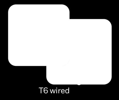 The T6 is for wired on the wall installations and the T6R for table stand installations (wireless). Both consist of a thermostat and a Receiver box.