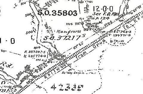 9 Old land plan SO 6218 dated 1892 (Figure 6), shows the house/cottage, on the southeast side of the railway, but does not show the headland area.