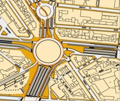 Tthe planned Grosseto intersection: ground and underground.