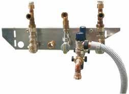 11. Installation Supply lines for flush mounting If supply lines for cold water and DHW, heating flow and return and gas are routed on unfinished walls, the concealed mounting bracket (accessory) can