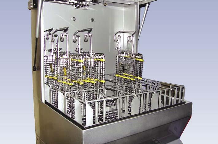 These machines are designed for automatic cleaning and sterilization of knife-baskets, small machine parts (for example, cutter knives) and other objects.