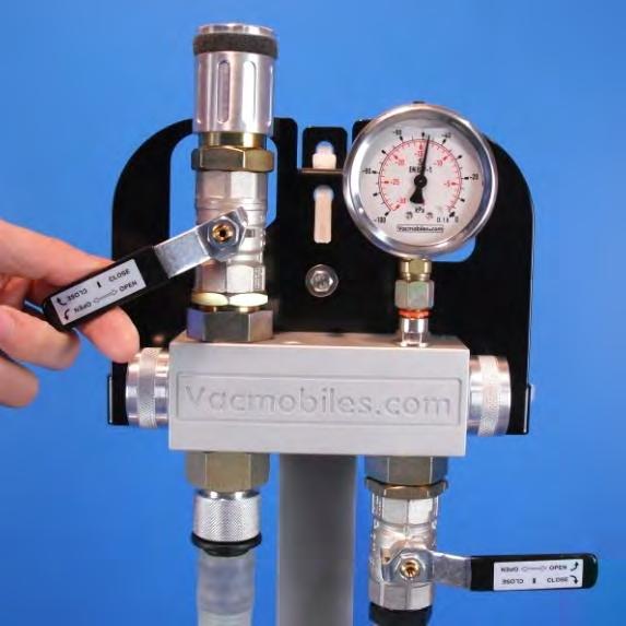 Complete vacuum release To release vacuum from the part, first close the pump isolation valve. For a gradual release of vacuum, slowly open the valve below the regulator.