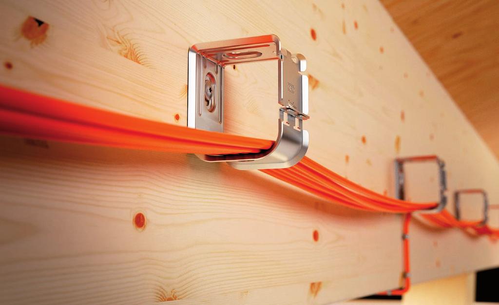 Cable route under the beam in a lengthwise direction: Installation with clamp clips and profile rail Type Designation 2056 M... Clamp clip CML3518P Profile rail HT 6x.