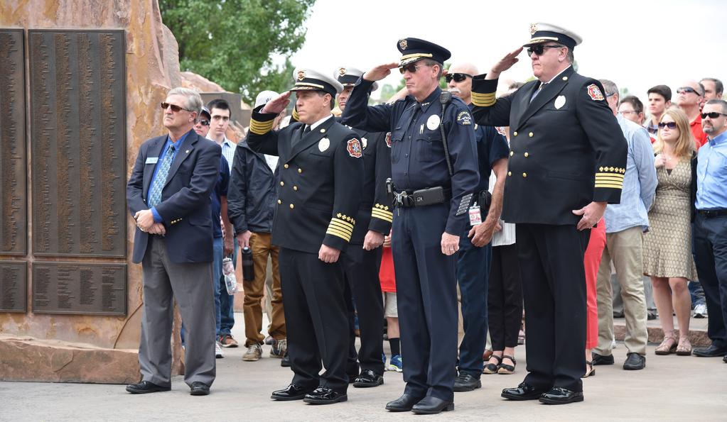 Message from the fire chief Pictured above (L to R): Broomfield Mayor Randy Ahrens, North Metro Fire Chief Dave Ramos, Broomfield Police Chief Gary Creager and North Metro Fire Deputy Chief Dave