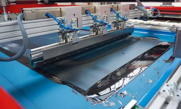 Print G Series and J Series The Cugher silk screen printing machines are able to print on symmetrical, asymmetrical, single, double and paired glasses, with standard dimensions up to 2500x4000 mm and