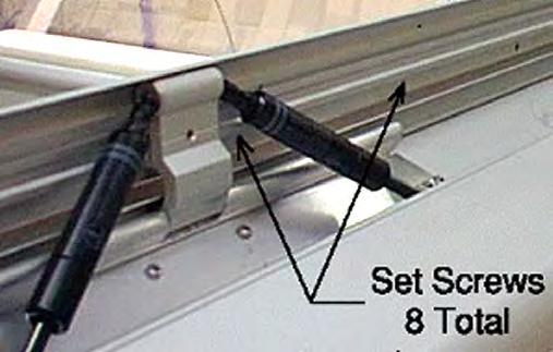 6-6 Service REPLACING SINGLE PANE FRONT GLASS (Requires more than one person.) Once set screws are loose, the glass and glass clamp have NO support or retainers.