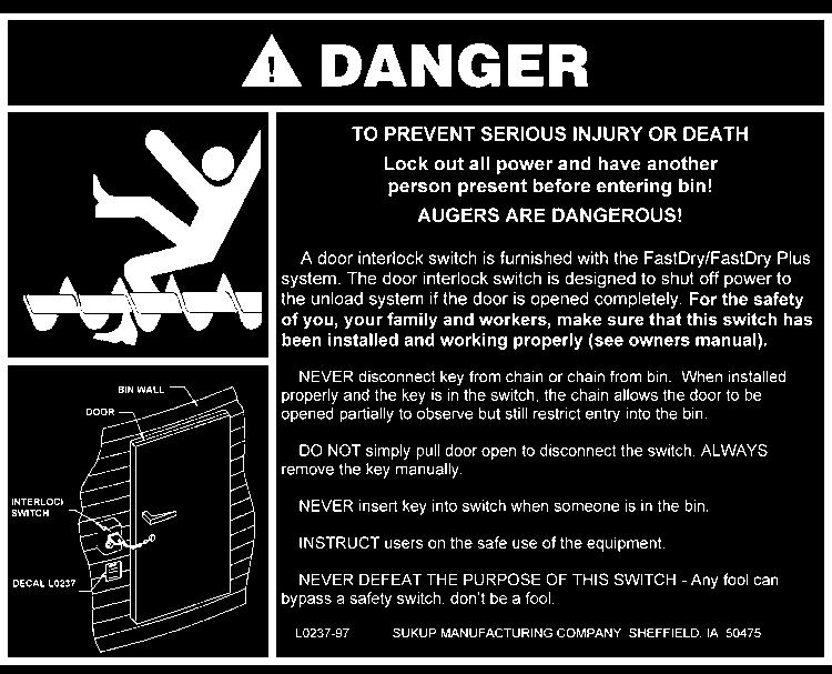 WARNING-L0281-To Avoid serious injury or death. Failure to heed these warnings may cause serious injury or death. WARNING: KEEP CLEAR OF ALL MOVING PARTS 2.