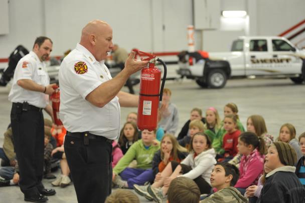 Fire Prevention in October tends to be the busy time, with school fire drills, poster contests and classroom visits.