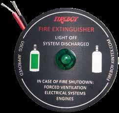 FIRE EXTINGUISHERS & CHEMICAL 1 23 Fireboy PANEL WARNING LIGHT features an attractive 2" round escutcheon plate with an adhesive back for easy panel mounting.