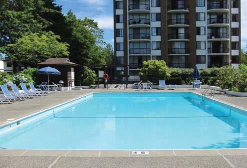 proximity to Cambie and the Langara Golf Course. On-site amenities including the outdoor pools, indoor pool, gymnasium and social lounge, as well as the retail shops for meeting everyday needs.