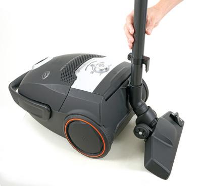 Once assembled, you can store your vacuum by inserting the storage clip (located on the back of the floor nozzle) into the