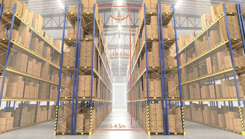 5-year quarantee of availability of spare parts WAREHOUSE LIGHTING ECOLED ALPHA PCB WRH To minimize storage costs, warehouse racking areas are designed with the best possible use of space.