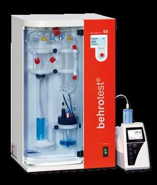 Steam distiller S 5 with automatic addition of NaOH, H 2 O and H 3 BO 3 with automatic extraction of the sample residues, with 99 programs and a connection option for external titrator Exemplary