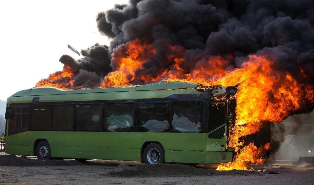 Figure 2: Fire in a bus used for city traffic. The fire was intentionally started in the engine compartment.