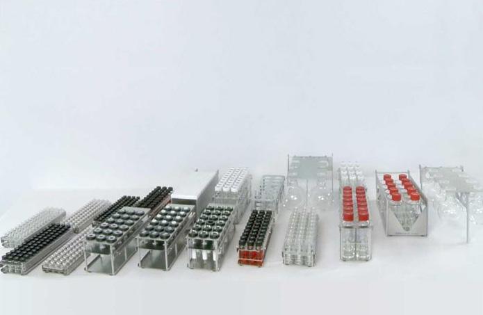 NOTHING BUT ADVANTAGES FROM 1 ML TO 1 L Many racks, many containers, great success! An array of different racks is available, which is suitable for containers from 1.0 ml to 1 L.