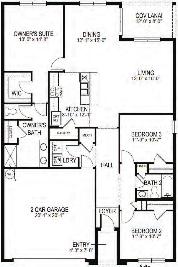 The Aria Aria 1-Story, 3 Bedrooms, 2 Baths, 2-Car Garage Total A/C Sq. Ft. 1672 Covered Lanai Area 99 Garage Area 432 Entry Area 38 Total Area 2241 *Square foot dimensions are approximate.