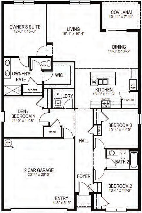 The Cali Cali 1-Story, 4 Bedrooms, 2 Baths, 2-Car Garage Total A/C Sq. Ft. 1828 Covered Lanai Area 92 Garage Area 430 Entry Area 17 Total Area 2367 *Square foot dimensions are approximate.