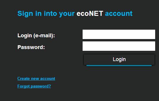 OPERATION LOGGING INTO econet ACCOUNT econet300 internet module cooperates with external server which is available under www.econet24.com. This provides access to the boiler controller via Internet.