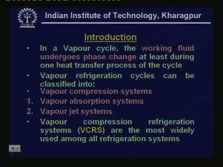 (Refer Slide Time: 00:01:41 min) Let me give brief introduction first of all what is a vapour cycle.