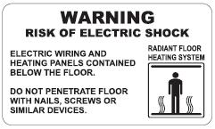 Labels and Markings 1. To be placed on control unit (thermostat or timer) 2.
