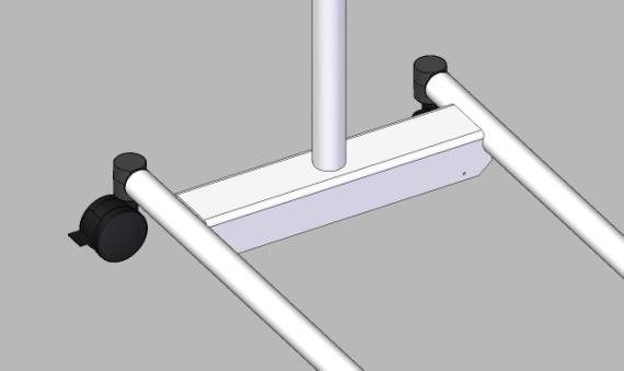 Mount the upper stand tube on to the lower stand. Push together the cable of the lower stand tube and the power supply until a click is heard.