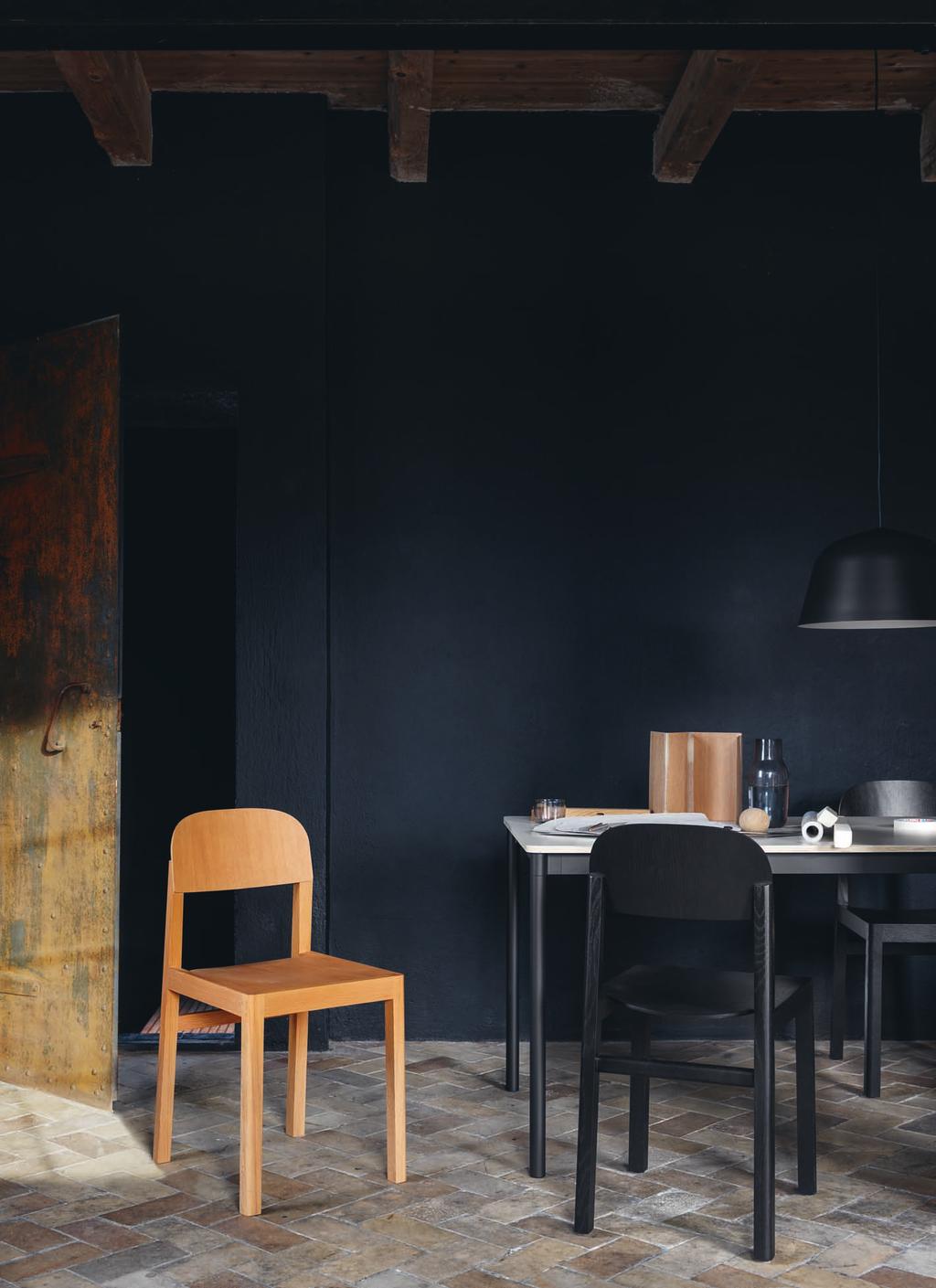 The WORKSHOP Chair brings a playful approach to the wooden chair. The design creates a new perspective on archetypical Scandinavian design through its thin back Lav compile/ sideboard.