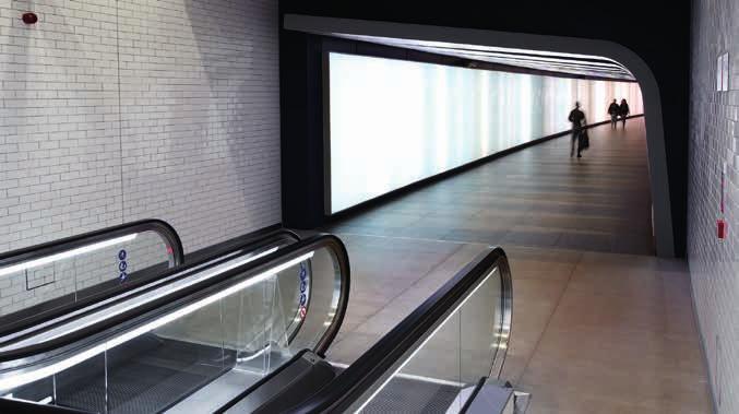 The project brief stipulated a floor tile for the 90m tunnel with a Low Slip Potential for Pendulum Slider 96, in two shades of grey, which needed to fit onto a curved floor, in line with the LED