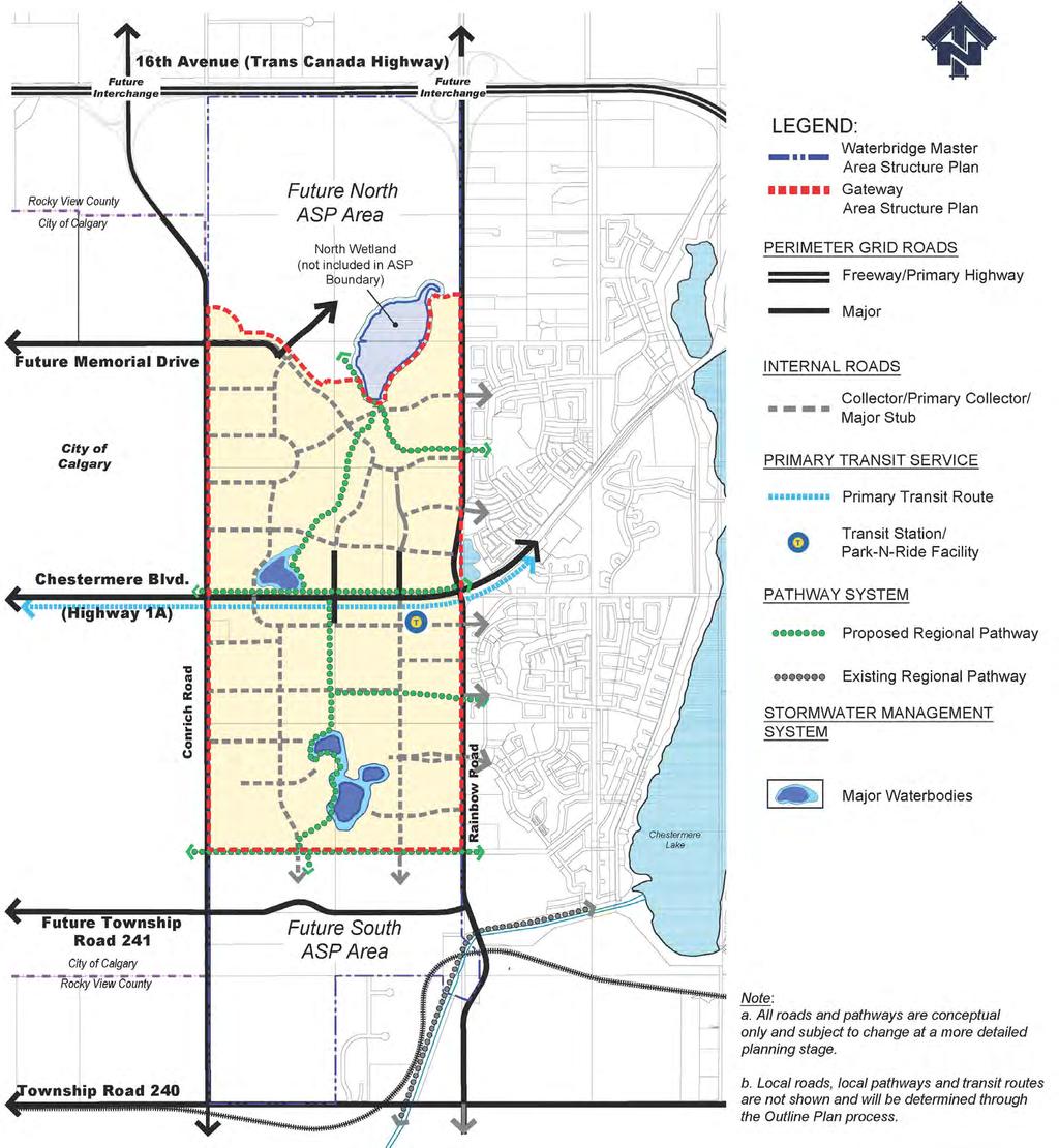 TRANSPORTATION PERIMETER ARTERIAL ROADS & CHESTERMERE BLVD INTERNAL COLLECTOR ROADS & LOCAL STREETS PRIMARY TRANSIT ROUTE &