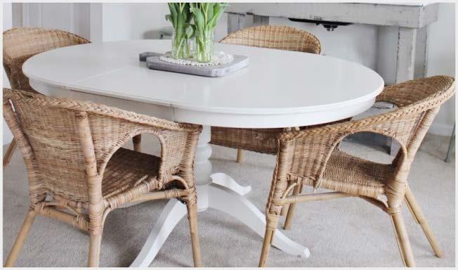 Classic wicker chairs are a farmhouse staple and