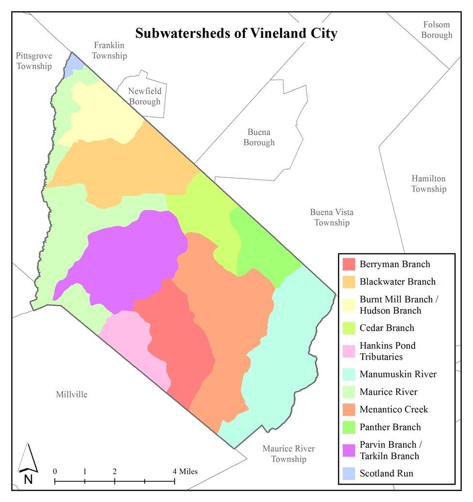 Subwatersheds of the City of Vineland Figure 4: