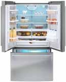 Fast freeze function to quickly freeze large amounts of food. Freezer with automatic ice maker with ice bin. Self-closing device pulling the freezer door in at the end.