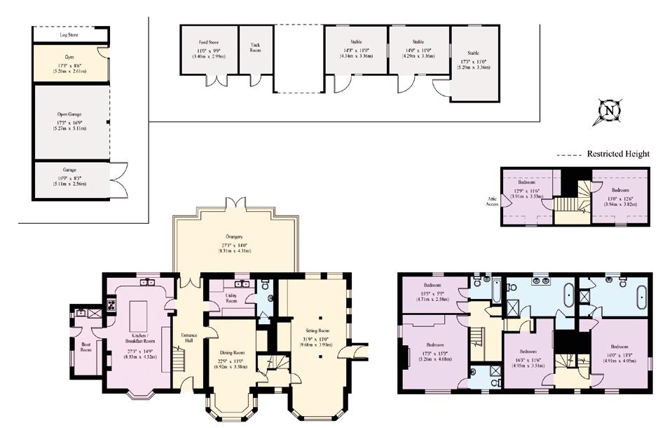 Approximate Gross Internal Floor Area House: 373.1 sq.m (4016 sq.ft.) Garage/ Gym: 55.9 sq.m (601 sq.ft.) Stable Block: 70.0 sq.m (753 sq.ft.) This plan is for guidance only and must not be relied upon as a statement of fact.