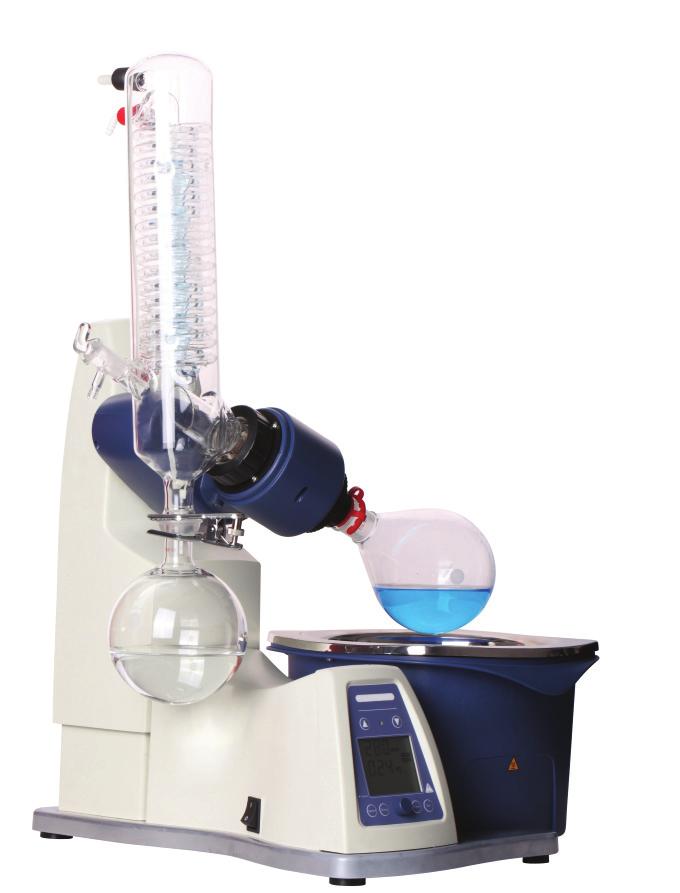 The evaporator s condenser with its 500cm² cooling surface allows fast and efficient distillation. The ISG rotary evaporator has a smooth motorised lift with an additional auto-release safety feature.