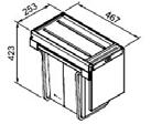 2A1100 Linea 130 74 Material: Casing ABS - Bins polypropylene Minimum cabinet size: 300mm Minimal