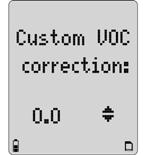 A check displays in the corresponding checkbox. The detector automatically applies the correction factor. To disable the Correction option, press H to scroll to None or to Methane.
