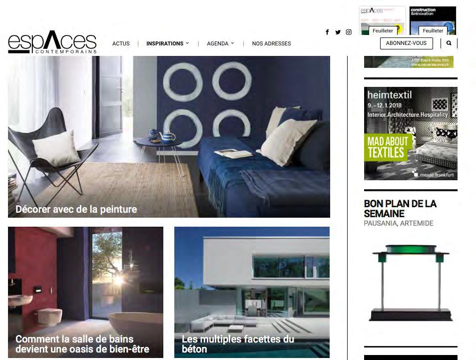 ADVERTORIAL We offer choice locations with maximum visibility to communicate on your products WEEK 1 Advertorial on one of our inspiration pages, large format.