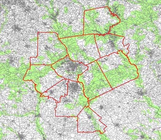 Census Block Subdivision of Southeastern Ecological Framework (SEF) SEF is a continuous area with no subdivisions.
